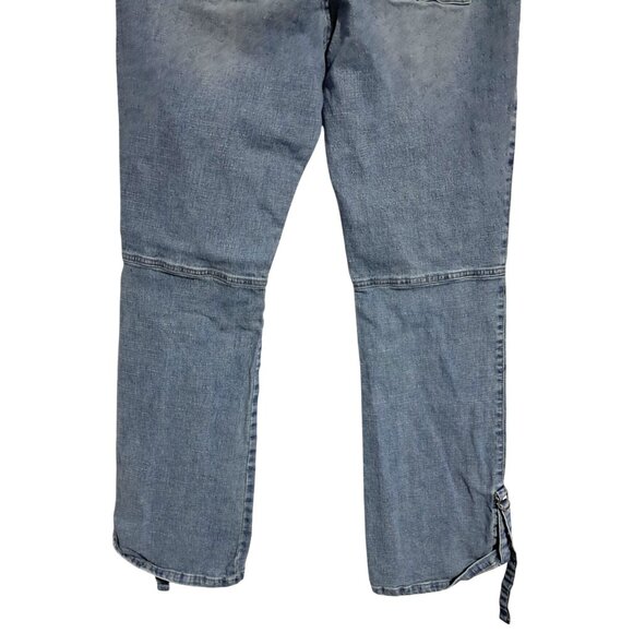 Vintage 90s Y2K Joe Boxer Flare Cargo Jeans Womens Juniors 13 Blue Denim Pockets - Picture 9 of 10